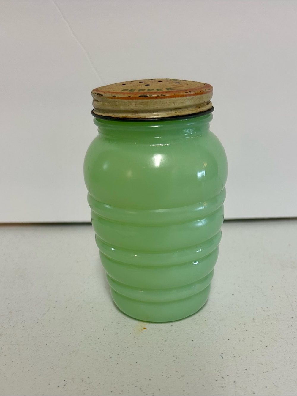 Rare Vintage Fire-King Jadeite "Beehive" Pepper Shaker